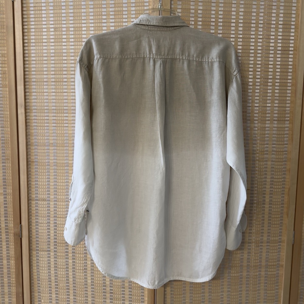 J Crew Sz 8 Baird Mcnutt Irish Linen Shirt Womens Dip Dyed Stone Relaxed Beige - Picture 3 of 11